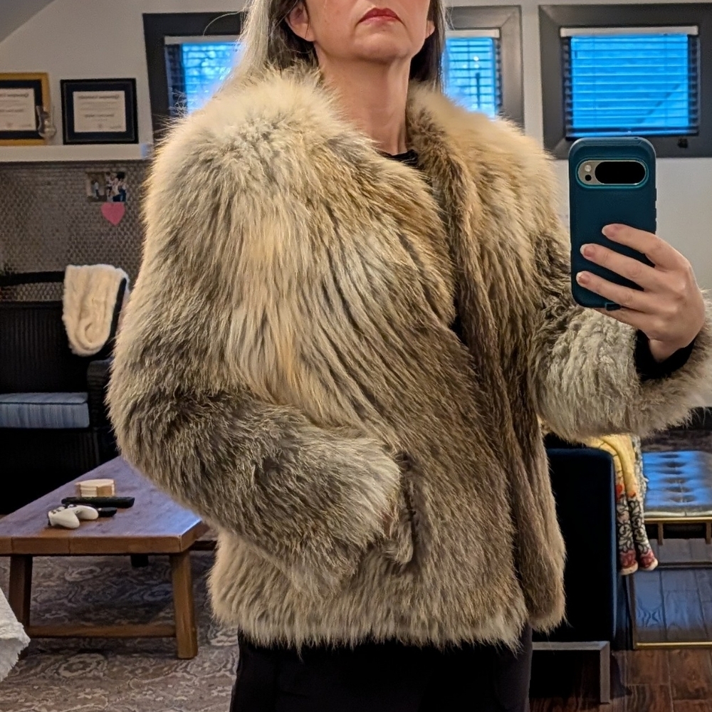 INTUITION PARIS fluffy fox fur jacket 38 M